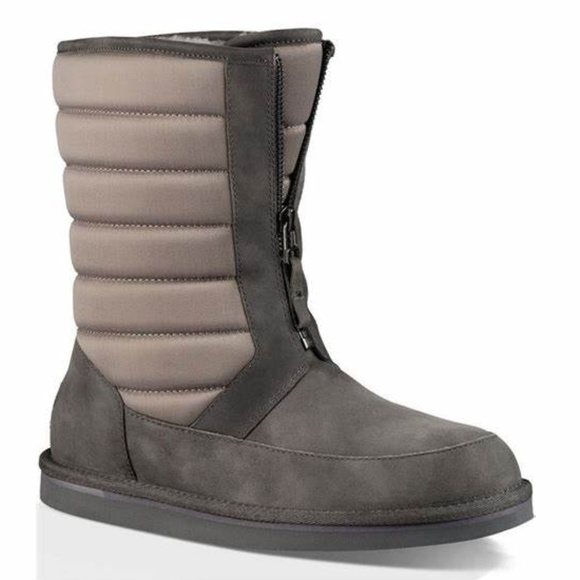 UGG Shoes - Ugg Zaire Waterproof Gray Boots Front Zip
